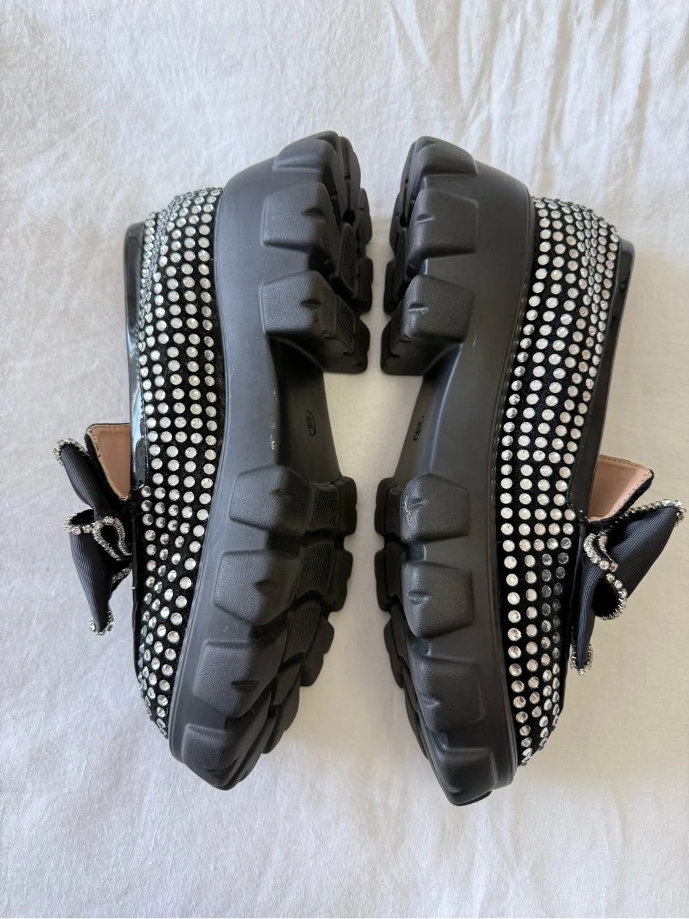 Betsey Johnson | Women’s 10 | Black Vincent Chunky Platform Loafers Rhinestone